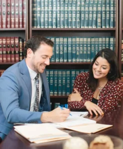 mesa car accident attorney with client