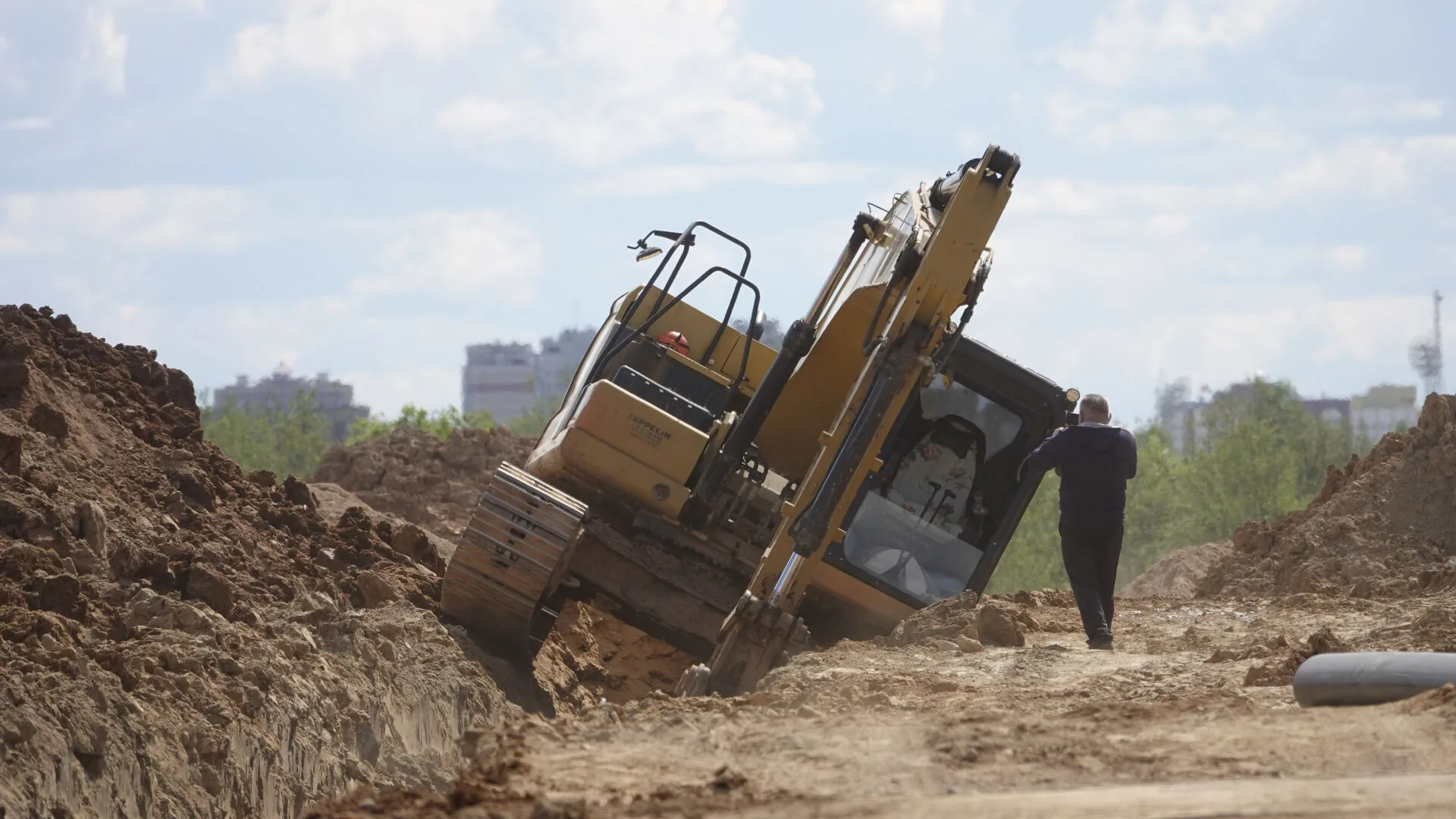 Excavator working on a construction site